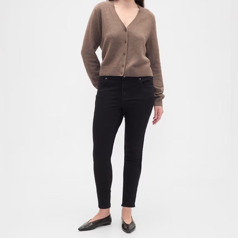{GAP 1969} "True Skinny" Solid Black Mid Rise Stretch Denim Jeans
